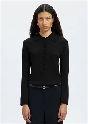 Lura ls slim knit collar neck Black/Tonal Lurex Selected Femme 